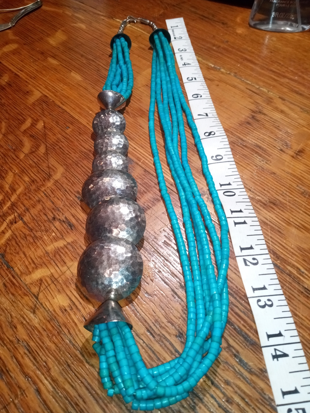 Turquoise Beaded Multi-Strand Necklace with Silver Accents
